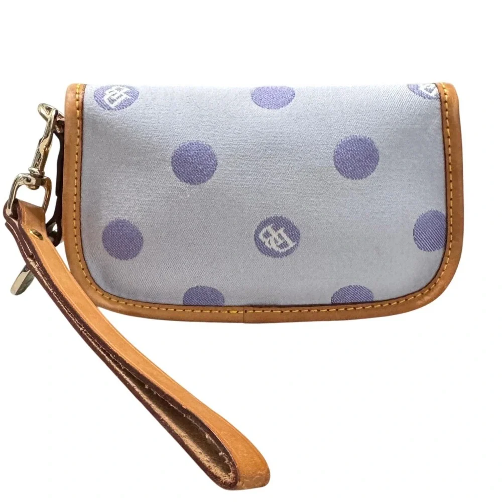 Dooney & Bourke Polka Dot Monogram Flap Wristlet‎ Womens Small Lavender M6371703